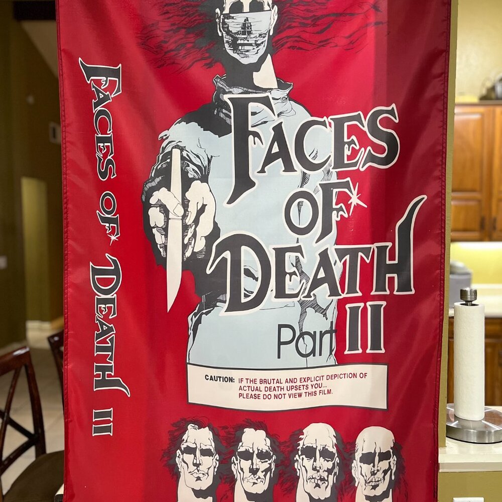 VHS Faces Of Death 2 II 5' Flag Banner Horror Slasher Gore
